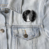 Schwarze Border-Collie-Tierkunst-Knopf Button (Beispiel)