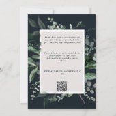 Schwarze botanische florale elegante Hochzeitsdeta Einladung (Rückseite)