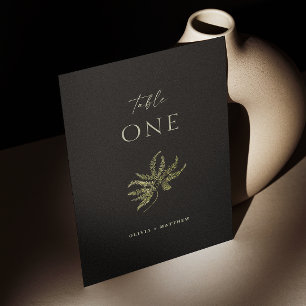 Schwarze botanische Hochzeit Minimalistische Far Tischnummer
