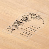 Schwarze Botanische Minimalistische Arch Hochzeit Acryleinladungen (Ablage )