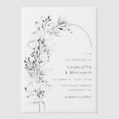 Schwarze Botanische Minimalistische Arch Hochzeit Pergament Einladungen (Vorderseite)