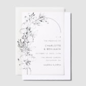 Schwarze Botanische Minimalistische Arch Hochzeit Pergament Einladungen (Versetzt)