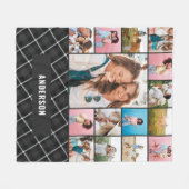 Schwarze botanische, moderne Minimalpampas 15 Foto Fleecedecke (Vorderseite (Horizontal))