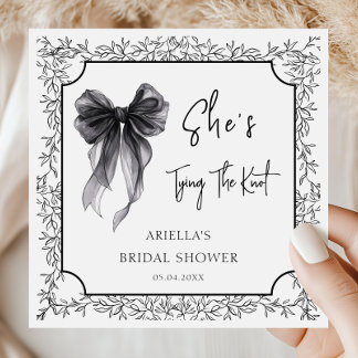 Schwarze botanische Schleife 'Tying the Knot' Brau Serviette