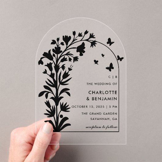 Schwarze Botanische Schmetterlingssonne Acryleinladungen (Insitu (Handheld))