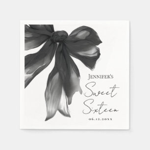 Schwarze Bow Coquette Schrift Süße 16 Party Serviette