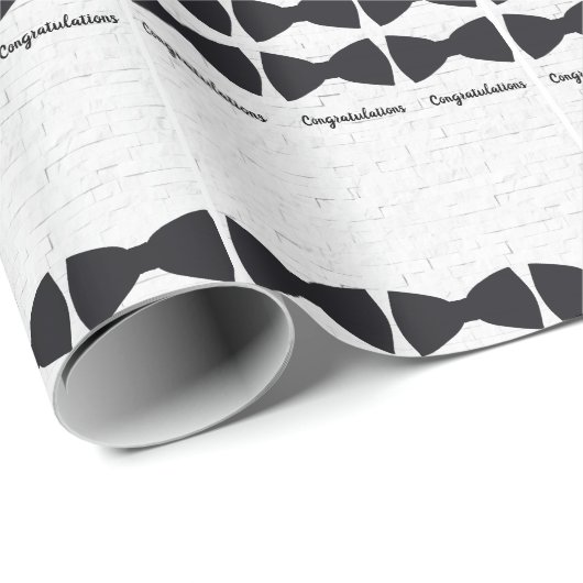 Schwarze Bow Krawatte auf Weiß mit veränderlichem Geschenkpapier (Rolleneckpunkt)