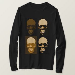 Schwarze braune Pop-Art Retro stilvolle Schädel T-Shirt
