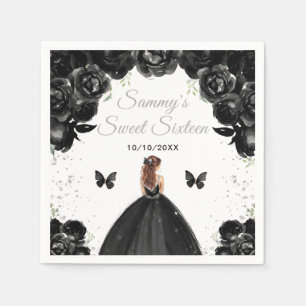 Schwarze Braunhaarige Prinzessin Sweet Sixteen Serviette