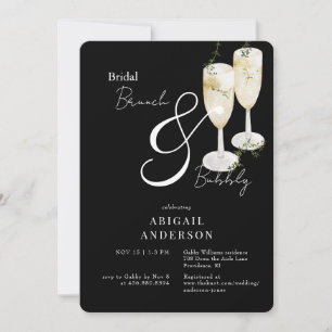 Schwarze Braut-Brunch & Bubbly Dusche Einladung