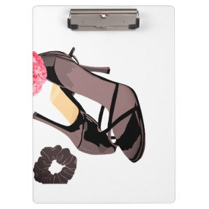 Schwarze Braut mit rosa Blume\Hochzeitswasserfarbe Klemmbrett