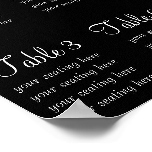 Schwarze Braut- und Groomsitzkarte Poster (Ecke)