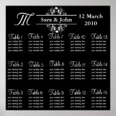 Schwarze Braut- und Groomsitzkarte Poster (Vorne)