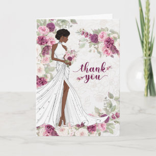 Schwarze Braut und Pflaumenblüten Leere Hochzeitsk Dankeskarte