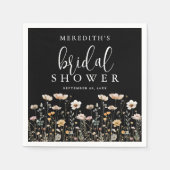 Schwarze Brautparty mit Wildblumen Serviette (Vorderseite)