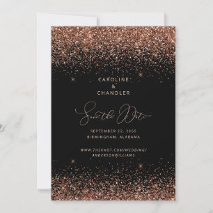 Schwarze & Bronze Glitter Hochzeit Save-the-Date G Einladung