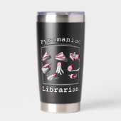 Schwarze Buchskizzen für Pyromane-Bibliotheken Thermobecher (Vorderseite)