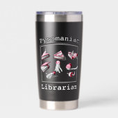 Schwarze Buchskizzen für Pyromane-Bibliotheken Thermobecher (Rückseite)