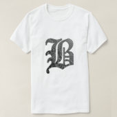 Schwarze Buchstabe "B" im gotischen Stil T-Shirt (Design vorne)