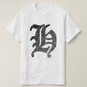 Schwarze Buchstabe "H" im gotischen Stil T-Shirt