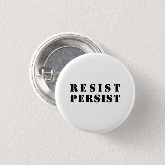 Schwarze Buchstaben, "resistent" - weißer Hintergr Button (Vorne & Hinten)