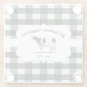 Schwarze Buffalo-Karierte Farmkuh Glasuntersetzer (Rückseite)