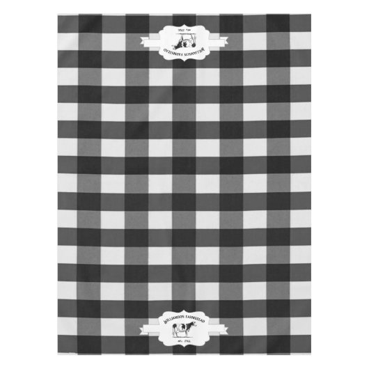 Schwarze Buffalo-Karierte Farmkuh Tischdecke (Vorderseite)