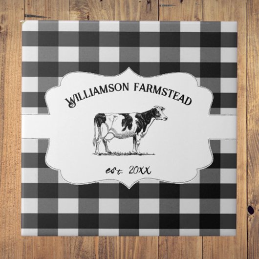 Schwarze Buffalo Karierte Landkühe dekorativ Fliese