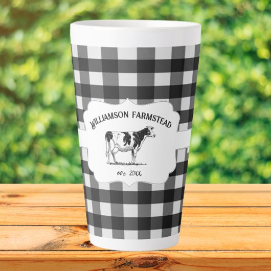 Schwarze Buffalo Karierte Landkühe Latte Tasse
