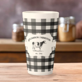 Schwarze Buffalo Karierte Landkühe Latte Tasse