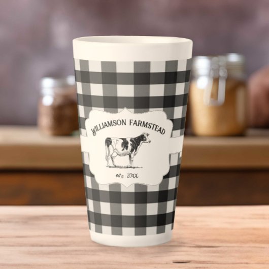 Schwarze Buffalo Karierte Landkühe Latte Tasse