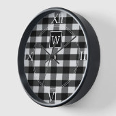 Schwarze Buffalo-Karierte Monogram-Uhr Uhr (Winkel)