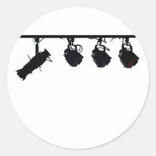 Schwarze Bühne Silhouette Digitale Kamera Runder Aufkleber