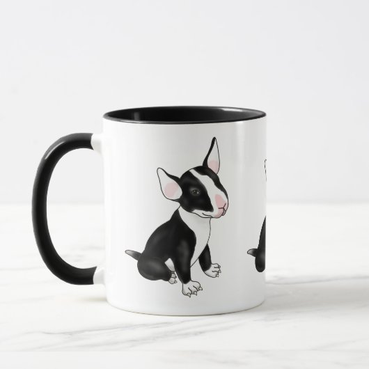 Schwarze Bullen Terrier Welpe Tasse (Links)