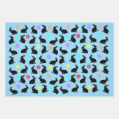 Schwarze Bunnies mit Blume auf Pastellen sitzen Geschenkpapier Set (Vorderseite 2)