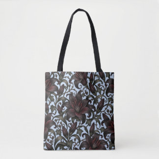 Schwarze Burgunderlilien – gothic botanische Blume Tasche