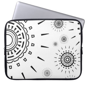 Schwarze Burst-Muster auf Weiß Laptopschutzhülle