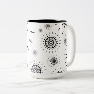 Schwarze Burst-Muster auf Weiß Zweifarbige Tasse