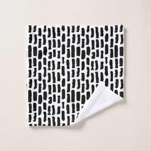 Schwarze Bürste streicht Muster Badhandtuch Set (Waschlappen)