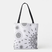 Schwarze Burstmuster auf Weiß Tasche (Rückseite)