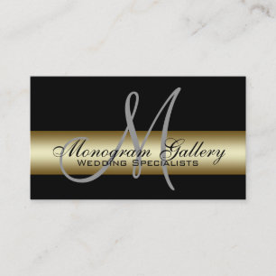 Schwarze Business-Karte mit Gold-Monogramm-Druck Visitenkarte