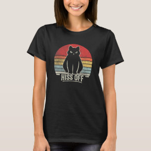 Schwarze Ca Retro Vintage Zischen Aus Miauen Katze T-Shirt