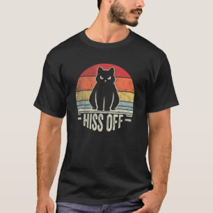 Schwarze Ca Retro Vintage Zischen Aus Miauen Katze T-Shirt