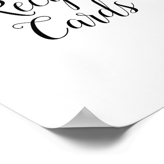 Schwarze Calligraphie-Rezeptionskarten-Zeichen Poster (Ecke)