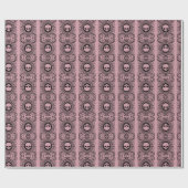 schwarze Cameo Damask Skulls auf rosa Wrapping Pap Geschenkpapier (Flach)