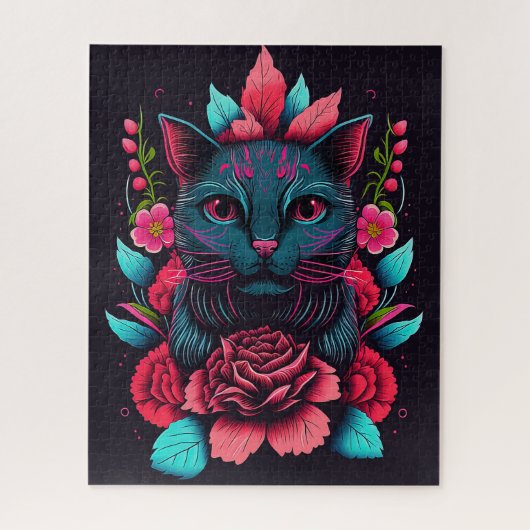 SCHWARZE CAT-BLUME FANTASY JIGSAW PUZZLE (Vertikal)