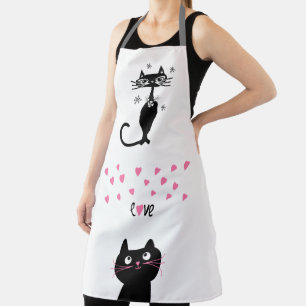 SCHWARZE CAT NIEDLICH KÜCHE LIEBE SCHÜRZE