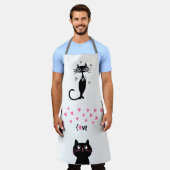 SCHWARZE CAT NIEDLICH KÜCHE LIEBE SCHÜRZE (Getragen)