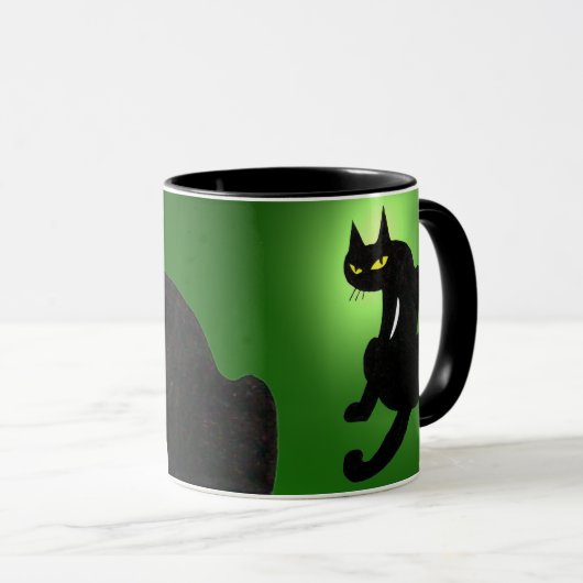 SCHWARZE CAT NINJA Green Tasse (VorderseiteRechts)