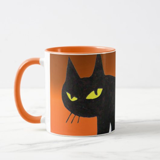 SCHWARZE CAT NINJA Orange Halloween Tasse (Links)